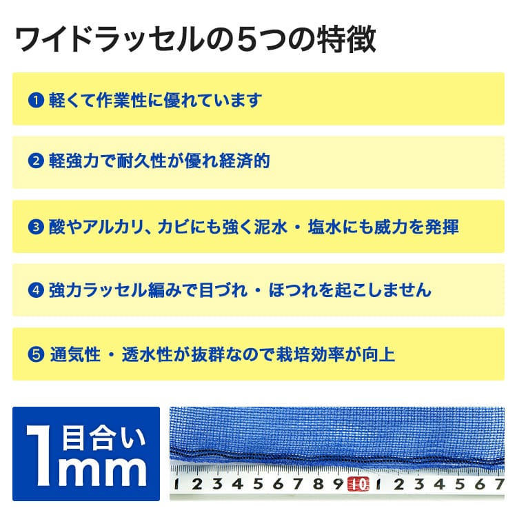 日本ワイドクロス　ワイドラッセル防風ネット　BL400　(ブルー)　目合4mm　巾400cm×長さ50m - 4